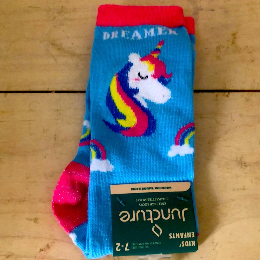 Pair of unicorns 🦄 and rainbows 🌈 knee high socks